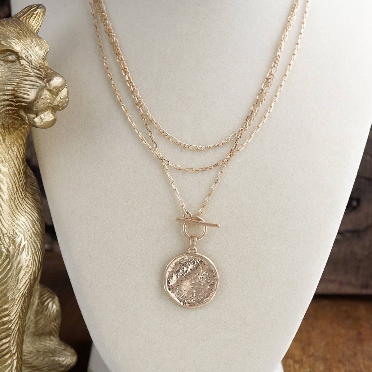 Moonphase Relic – Layered Coin Toggle Necklace