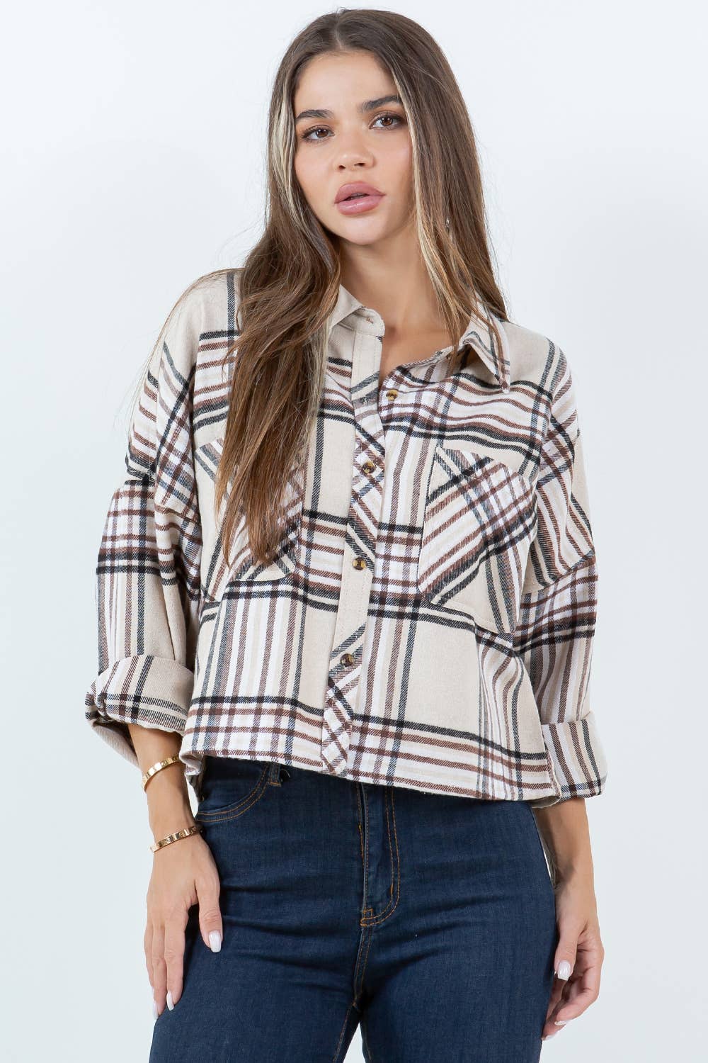 Darla Plaid Crop Shacket