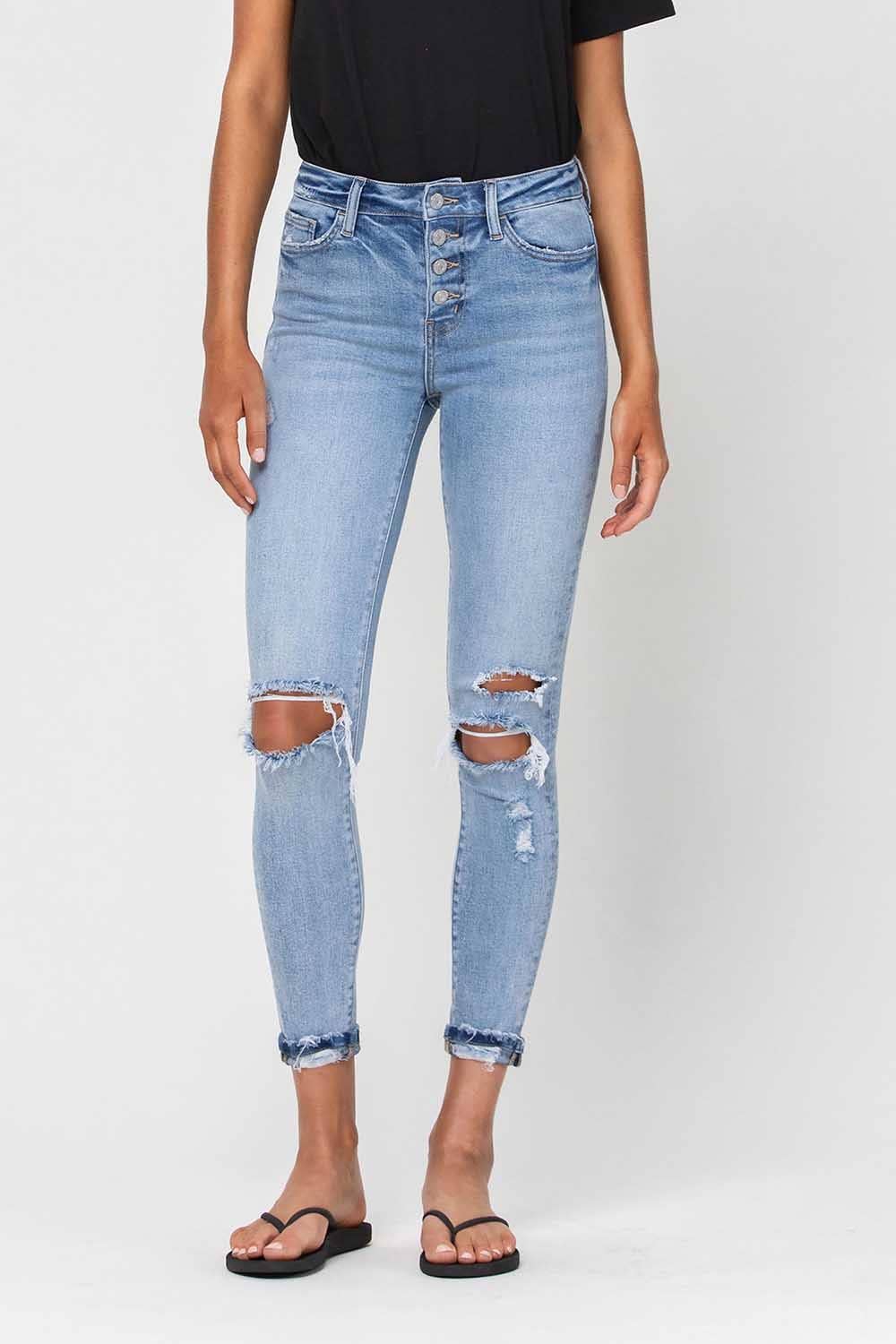Haylie High Rise Distress Skinny