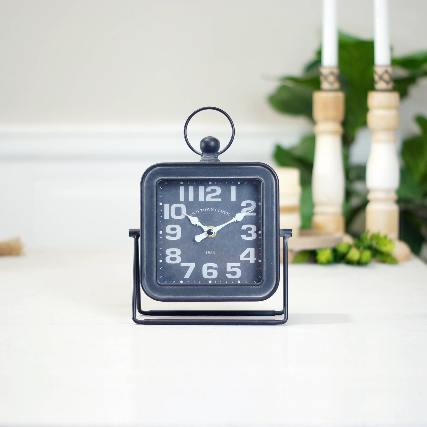 Black Iron Table Clock