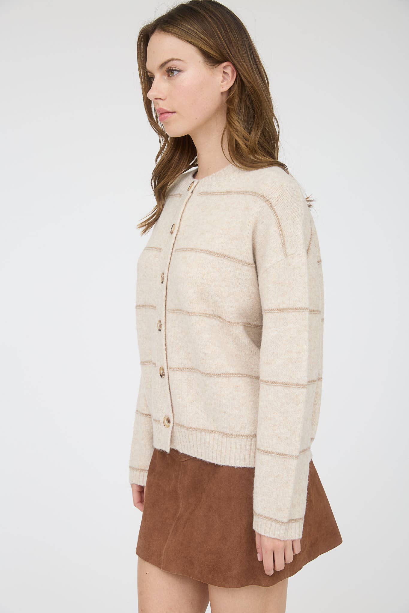 Cardi Girl Striped Button Cardigan