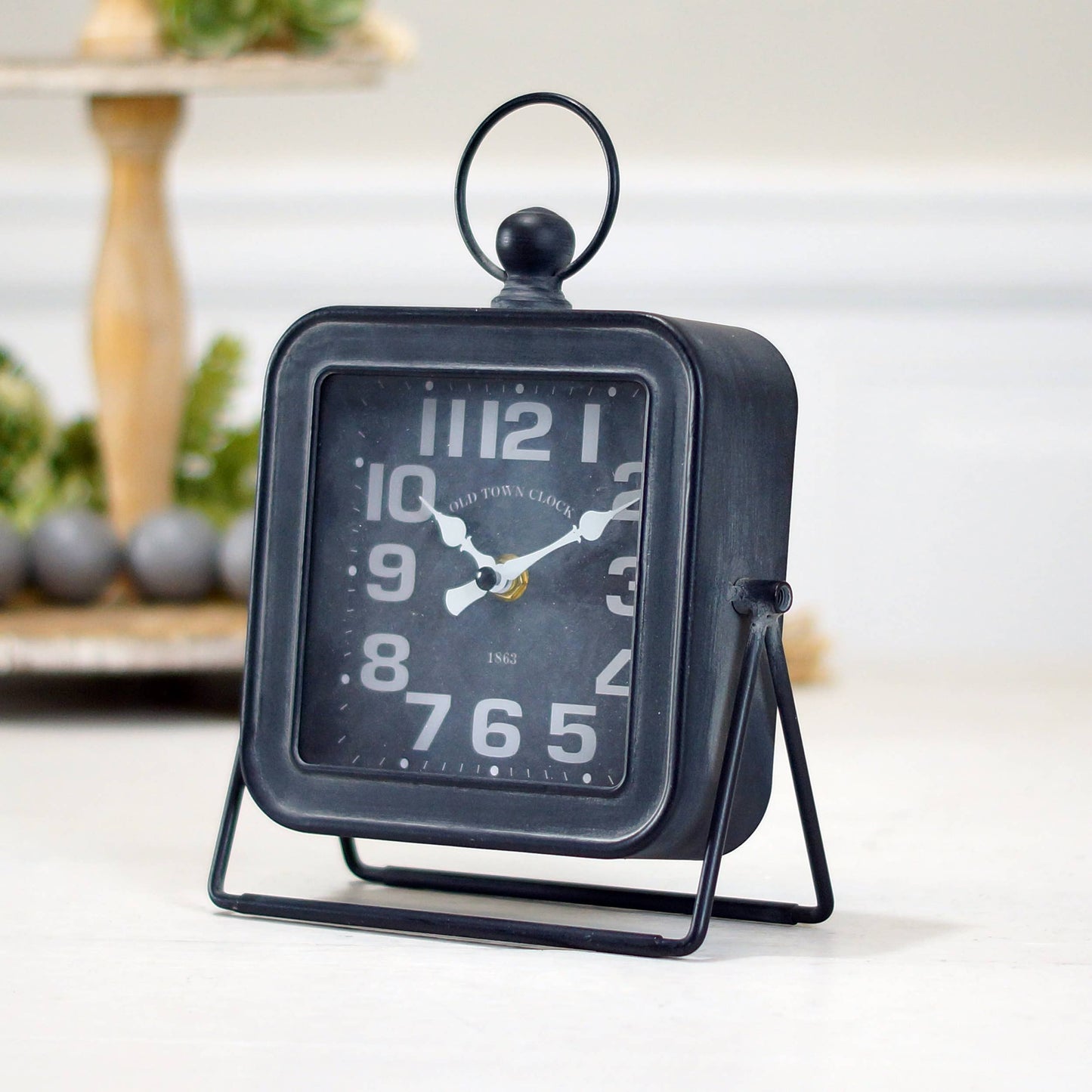 Black Iron Table Clock