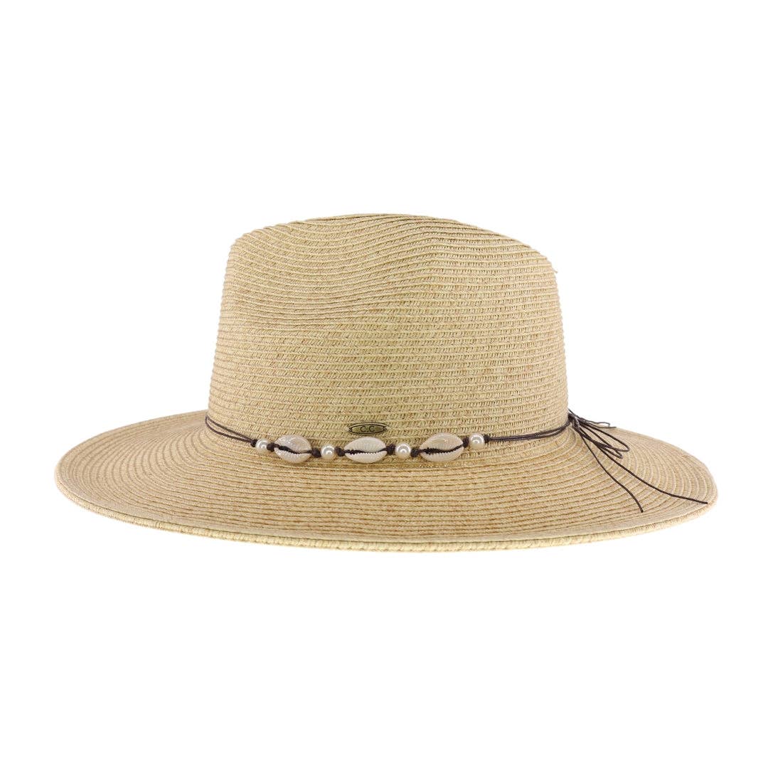 Shell & Pearl Trim Panama Hat