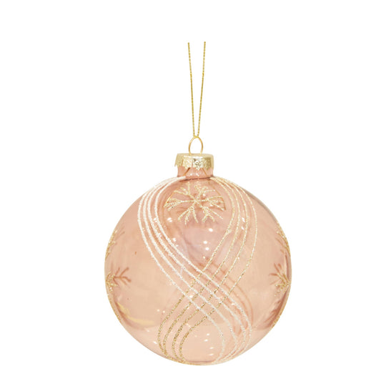 Glass Orn W/ White/Gold Glitter
