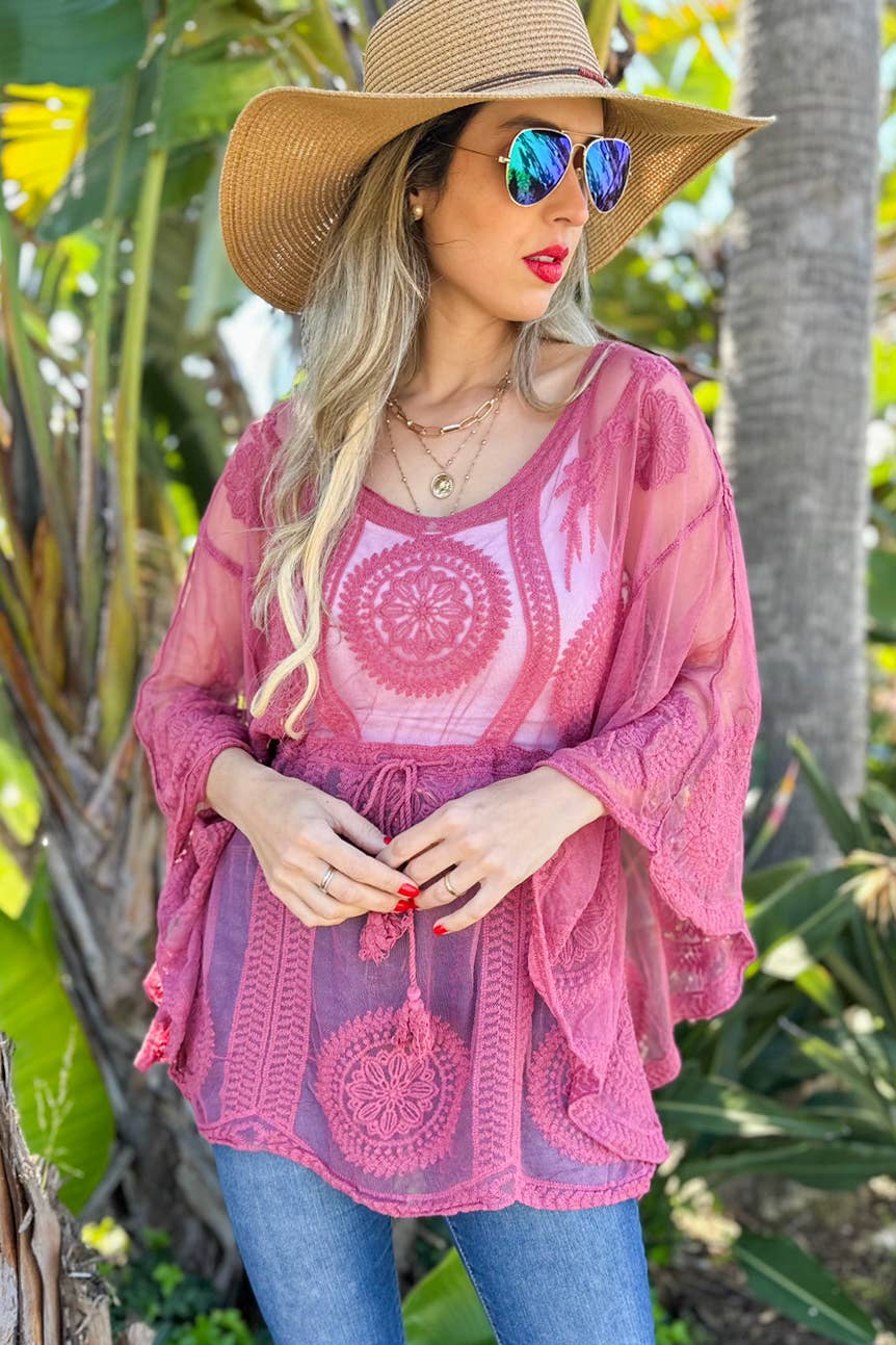Mauve Sheer Poncho Top