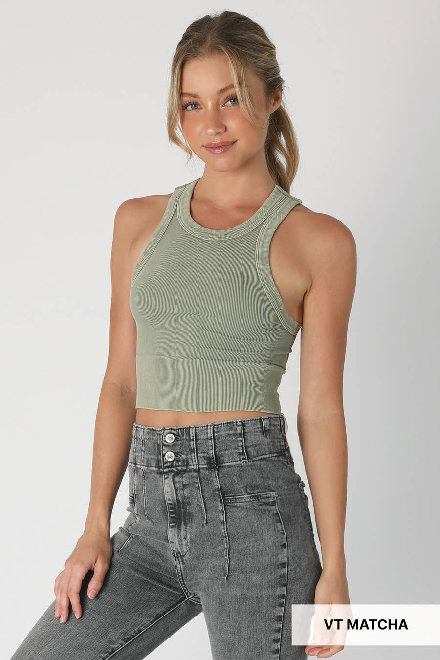 Vintage Ribbed High Neck Top