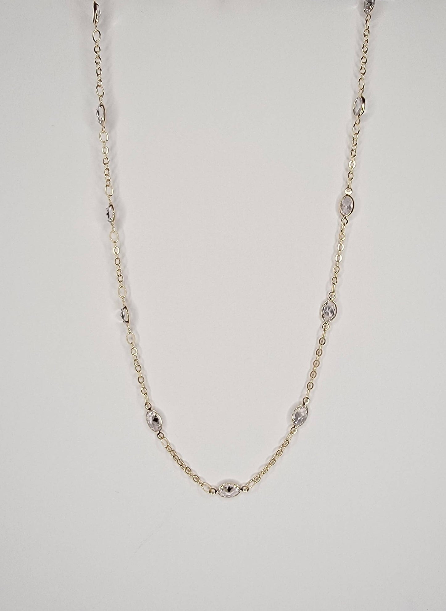 OVAL CZ CHAIN LINK NECKLACE.