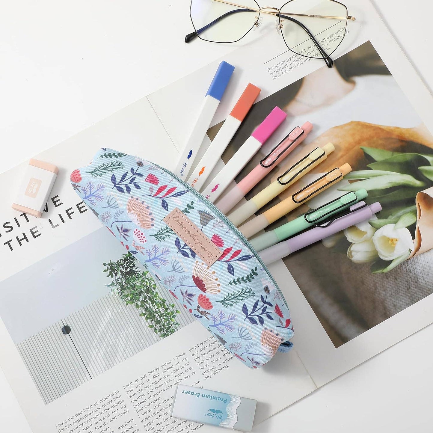 Pencil Case: Blue Floral