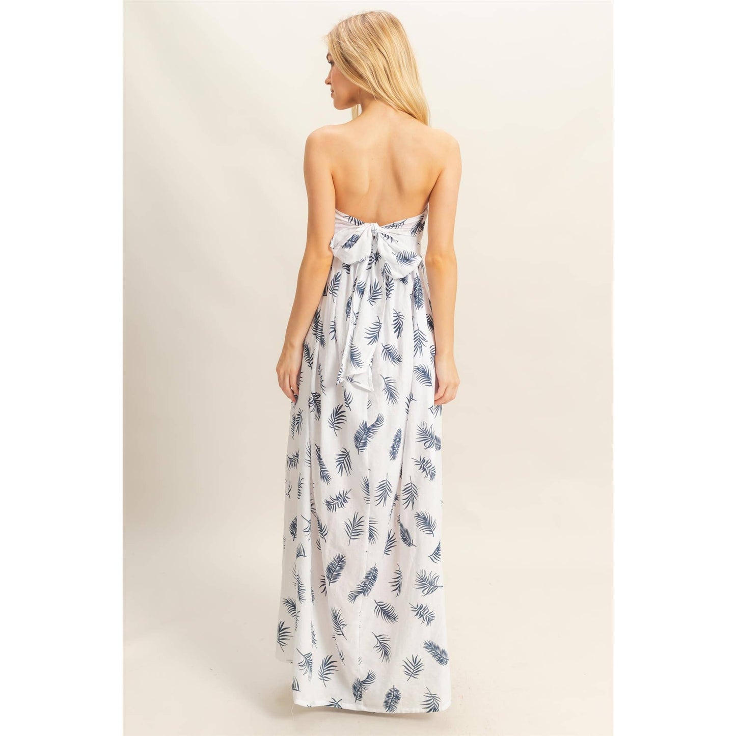 Pretty in Palms Strapless Maxi