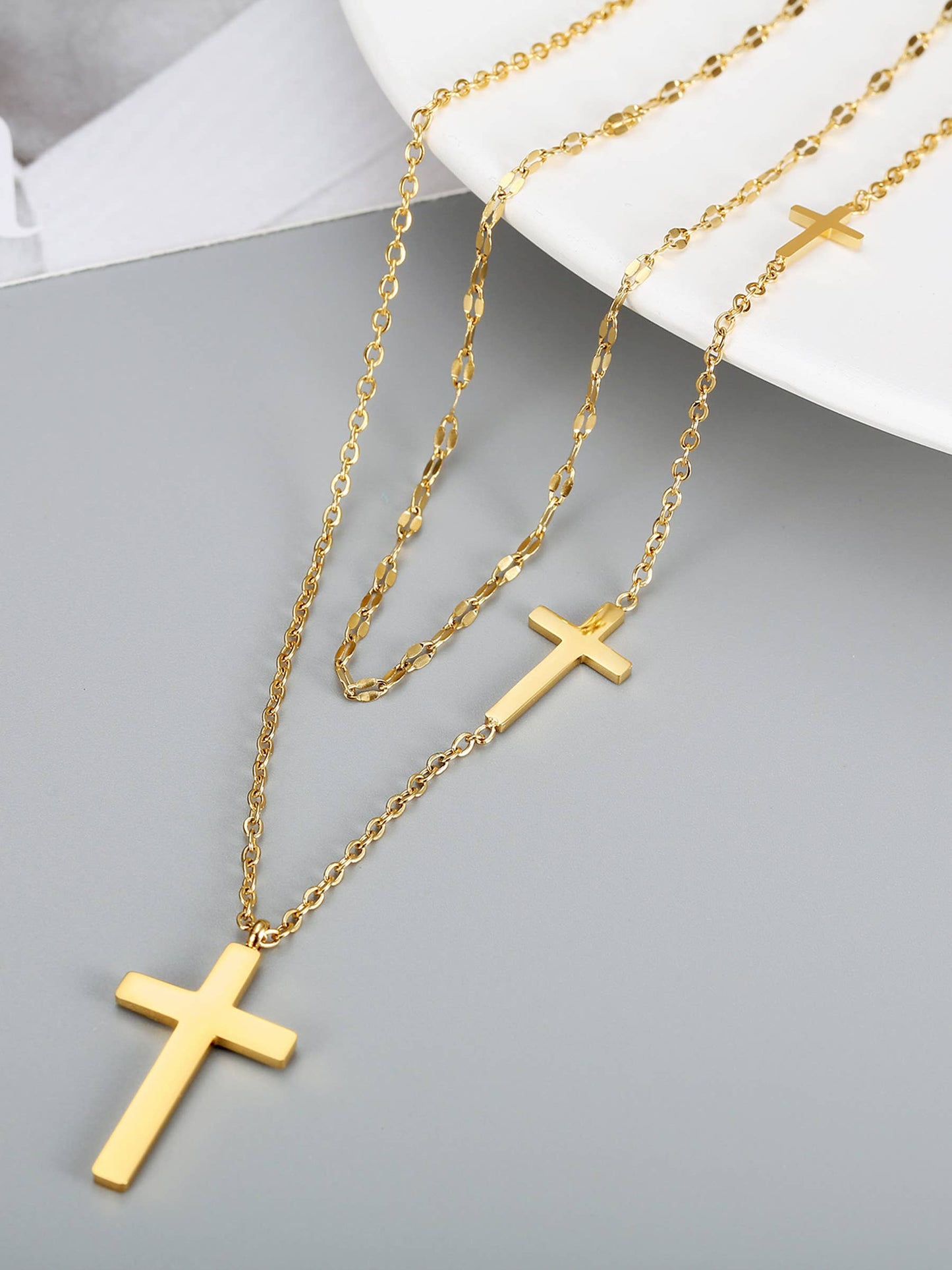Double Layered Cross Necklace