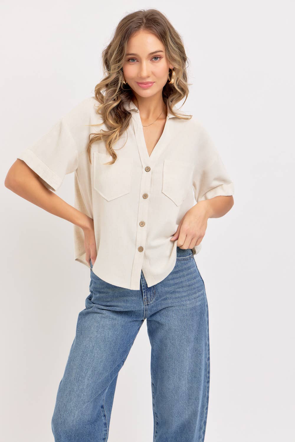 Beachin Collared Top