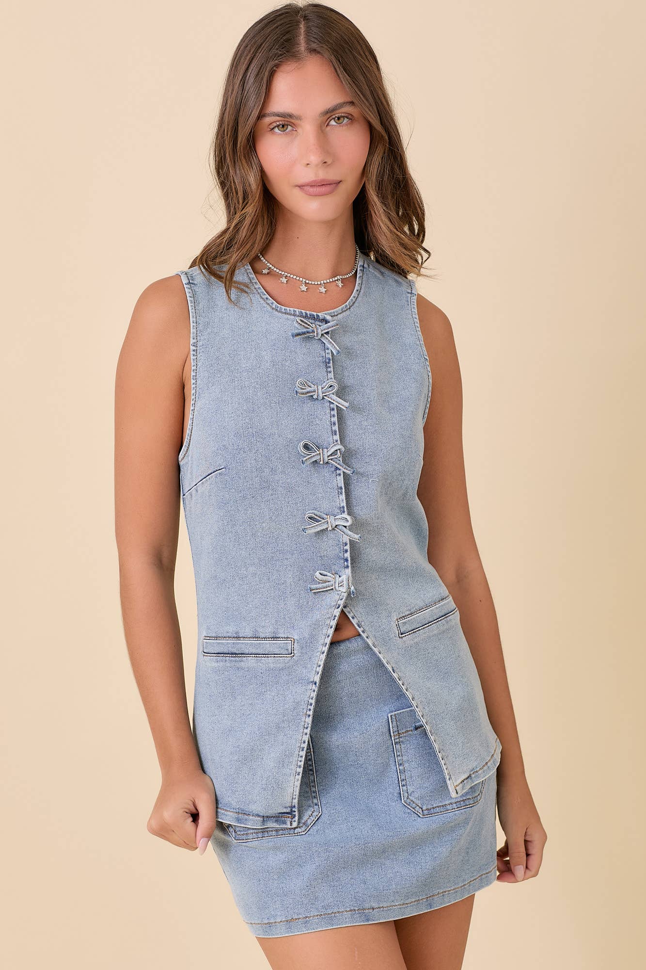 All Tied Up Denim Snap Top