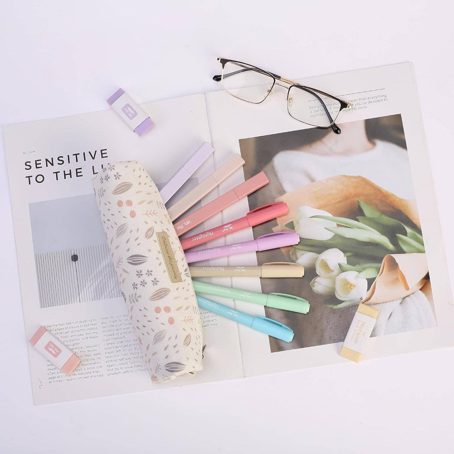 Pencil Case: Beige Floral