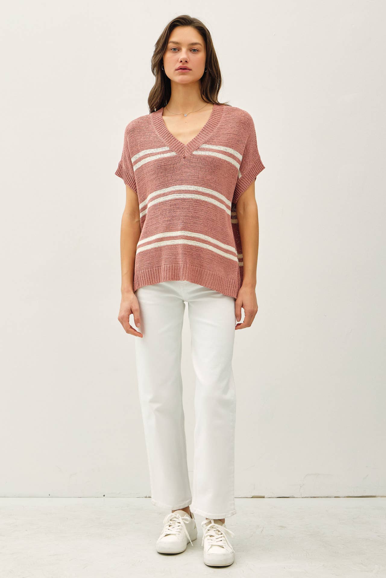 STRIPED V-NECK SWEATER