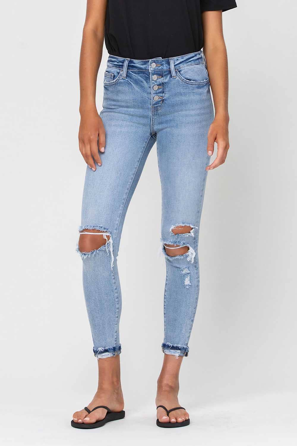Haylie High Rise Distress Skinny