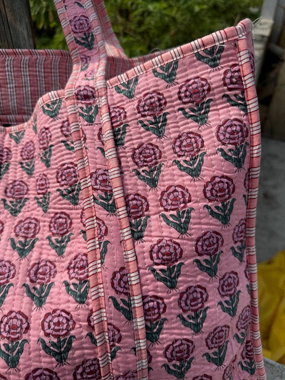 Small Floral Printed Bag Indian Cotton Quilted Bag Carry Bag