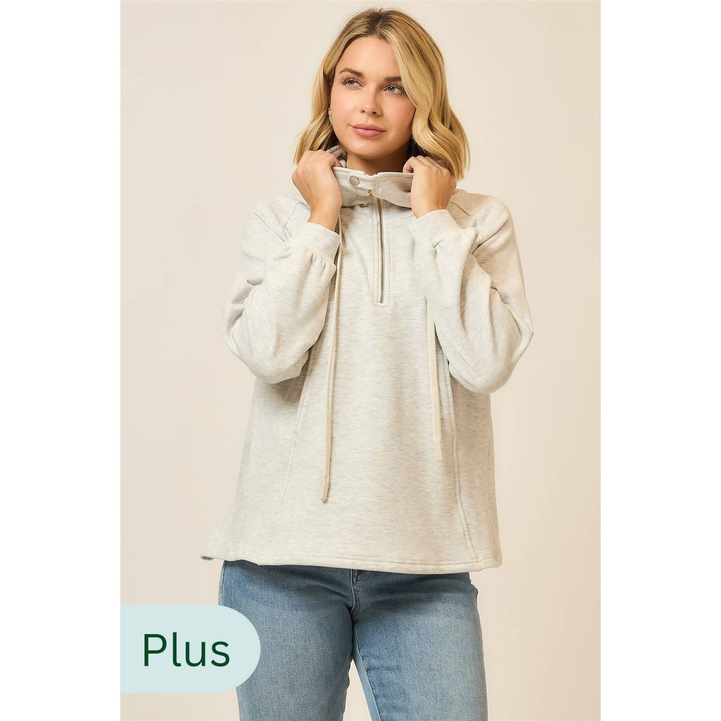 Oatmeal Funnel Neck Sweatshirt