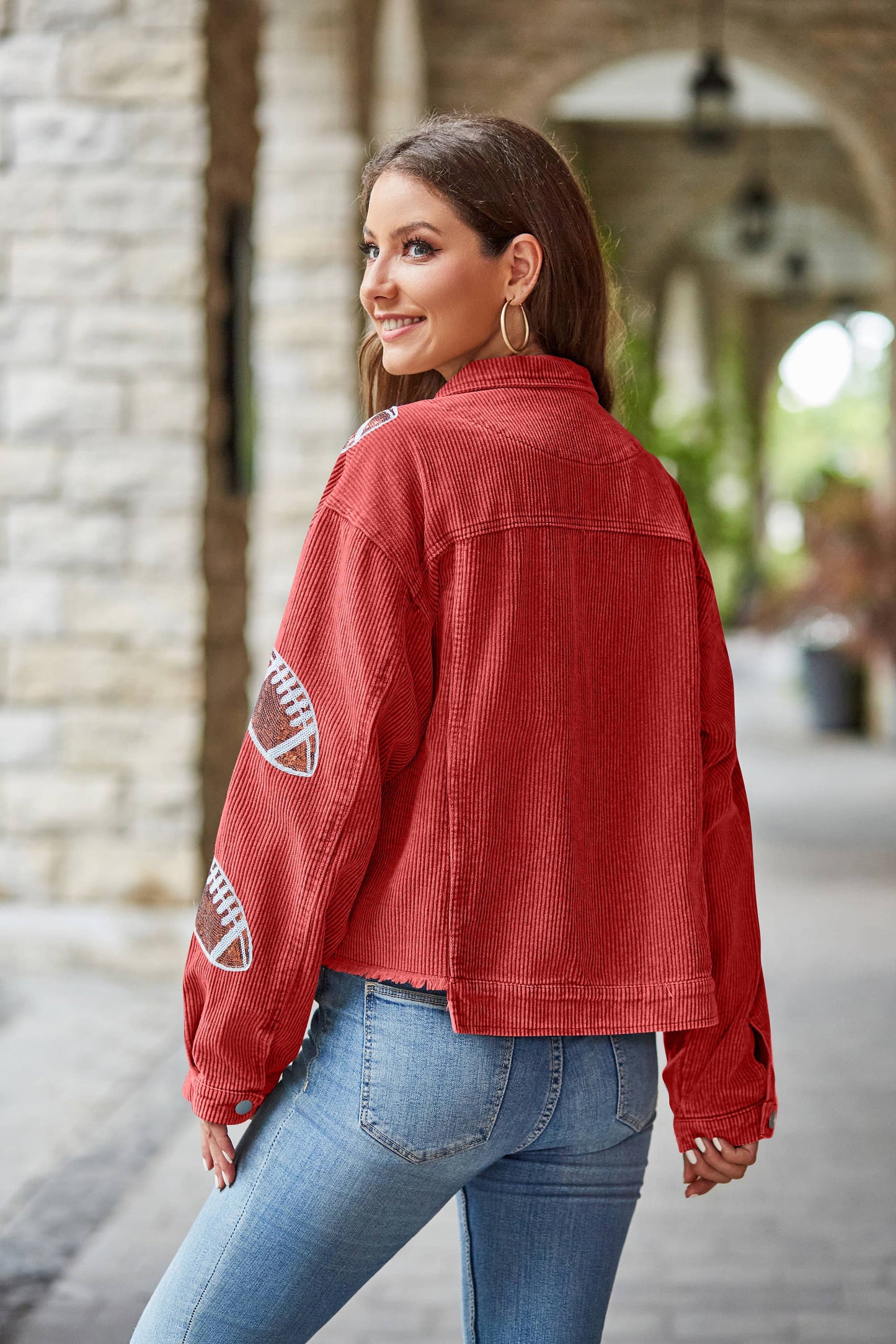 Corduroy Sequin Football Jacket