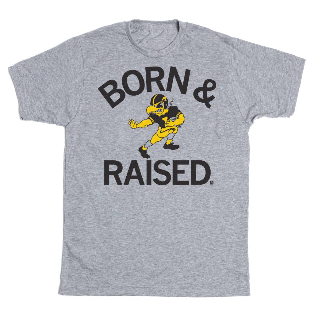 Hawkeyes Born & Raised Vintage Grey Tee