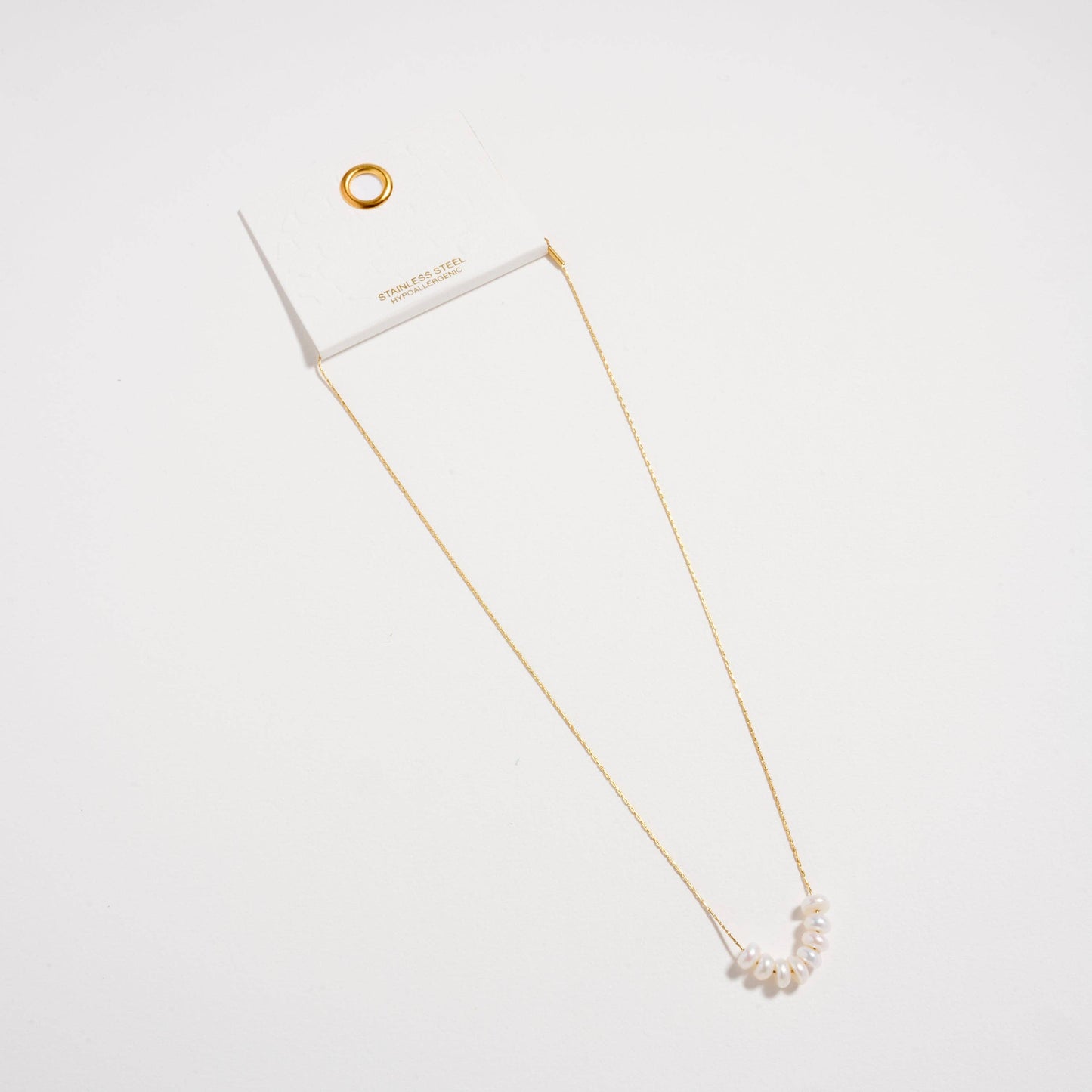 Gold Pearl Bar Necklace