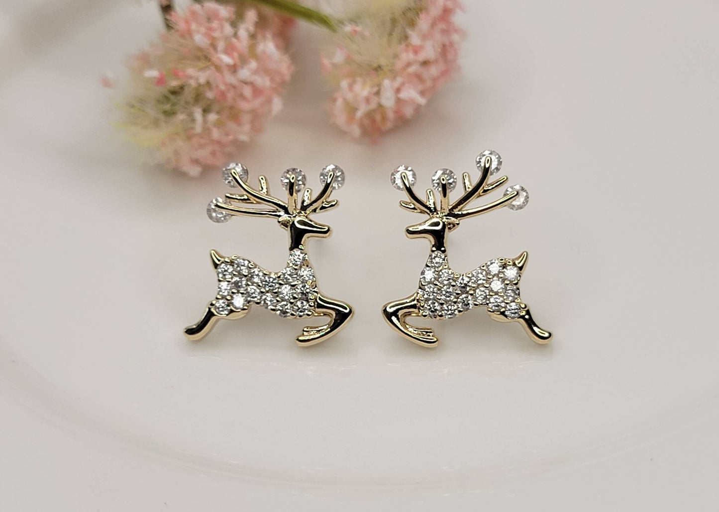 DEER POST EARRINGS.