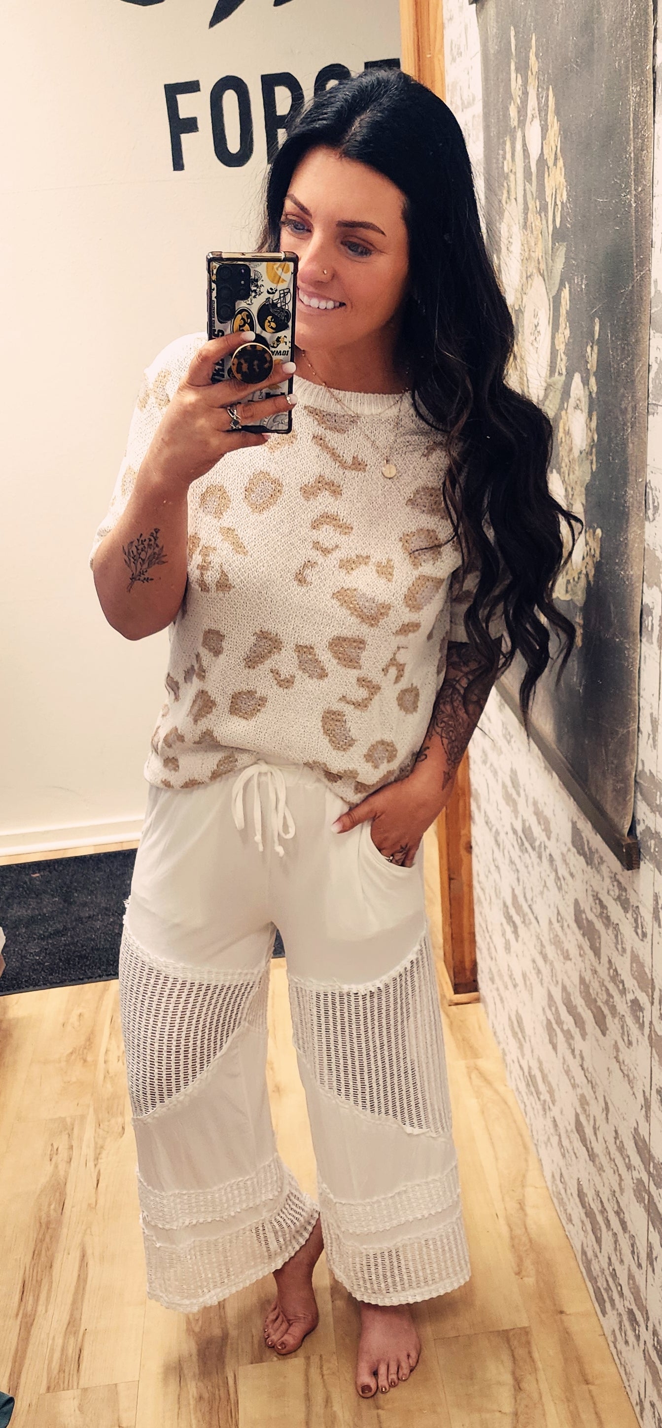 Leopard Short Sleeve Sweater Top