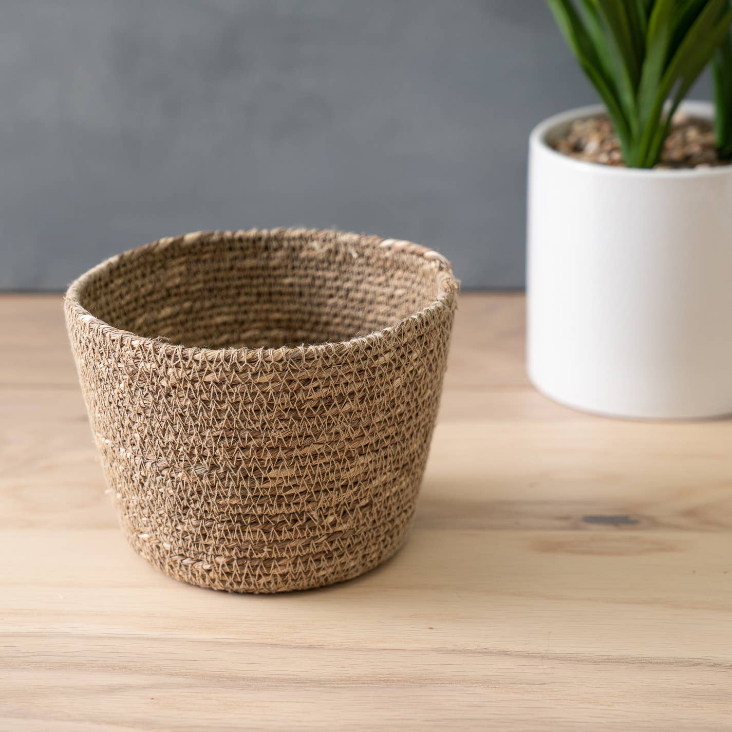 Deep Woven Jute Cord Basket