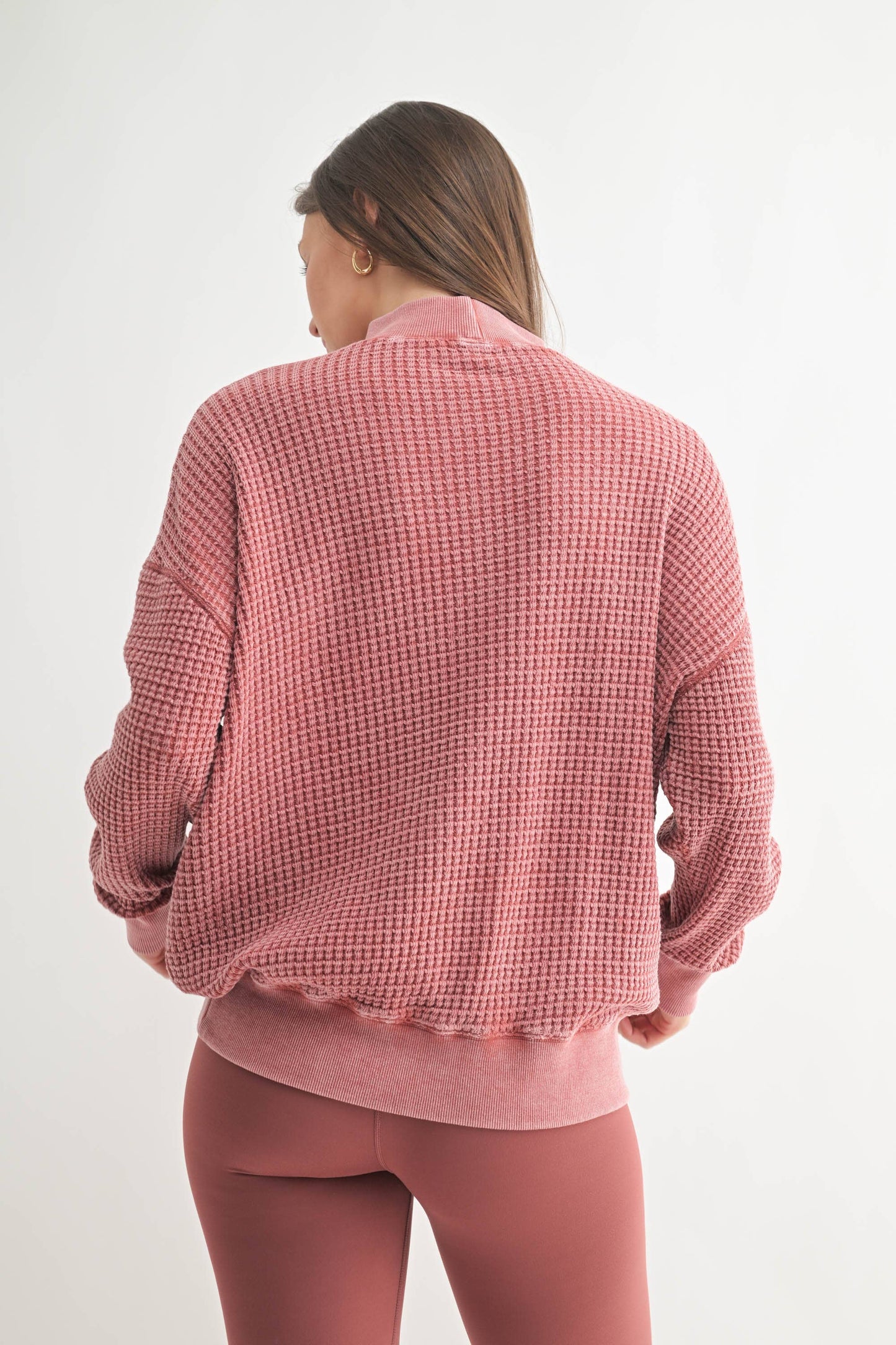 Mock Neck Waffle Sweater