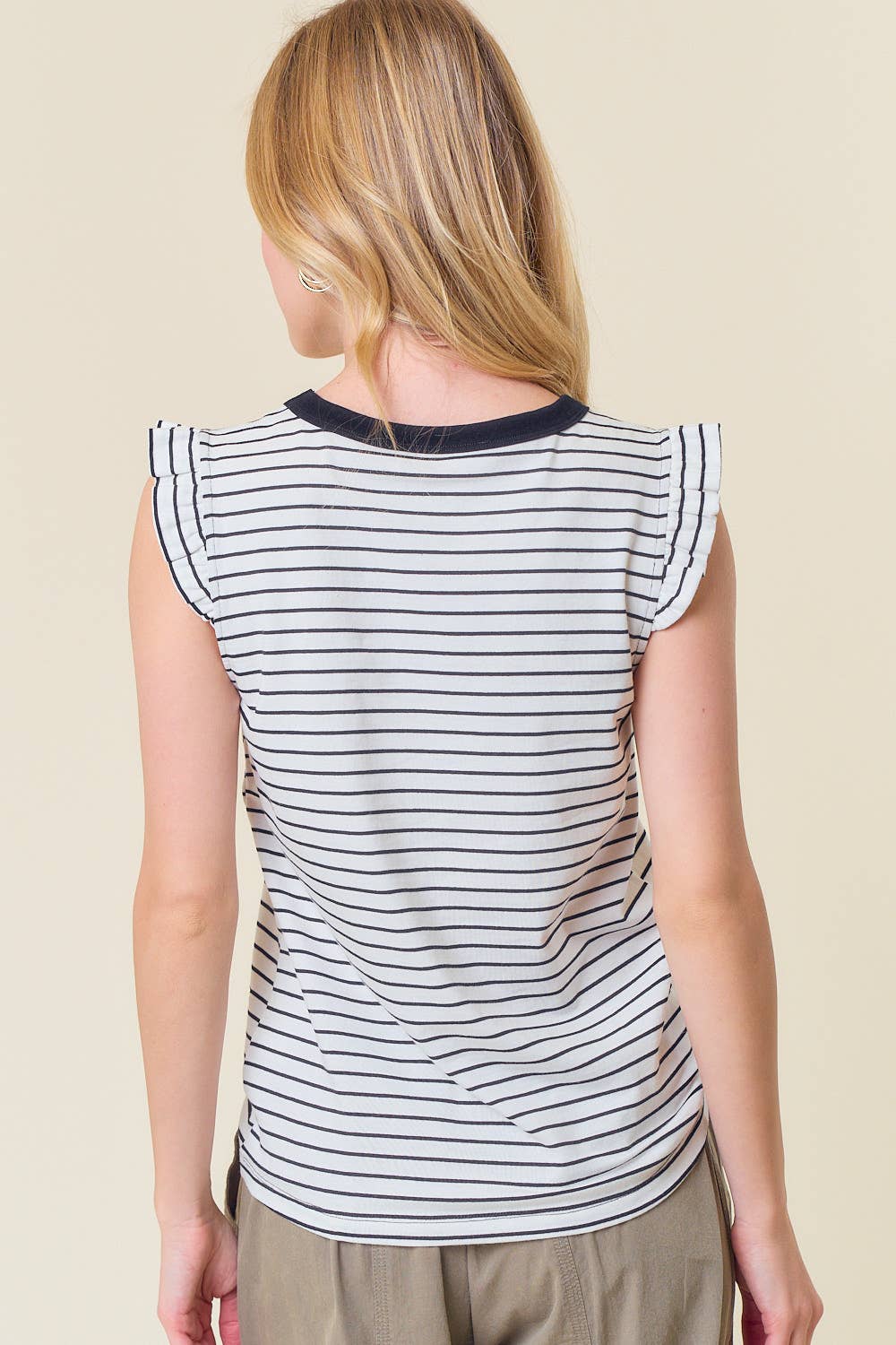 Brinnley Striped Ruffle Sleeve Tank