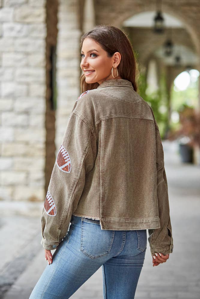 Corduroy Sequin Football Jacket