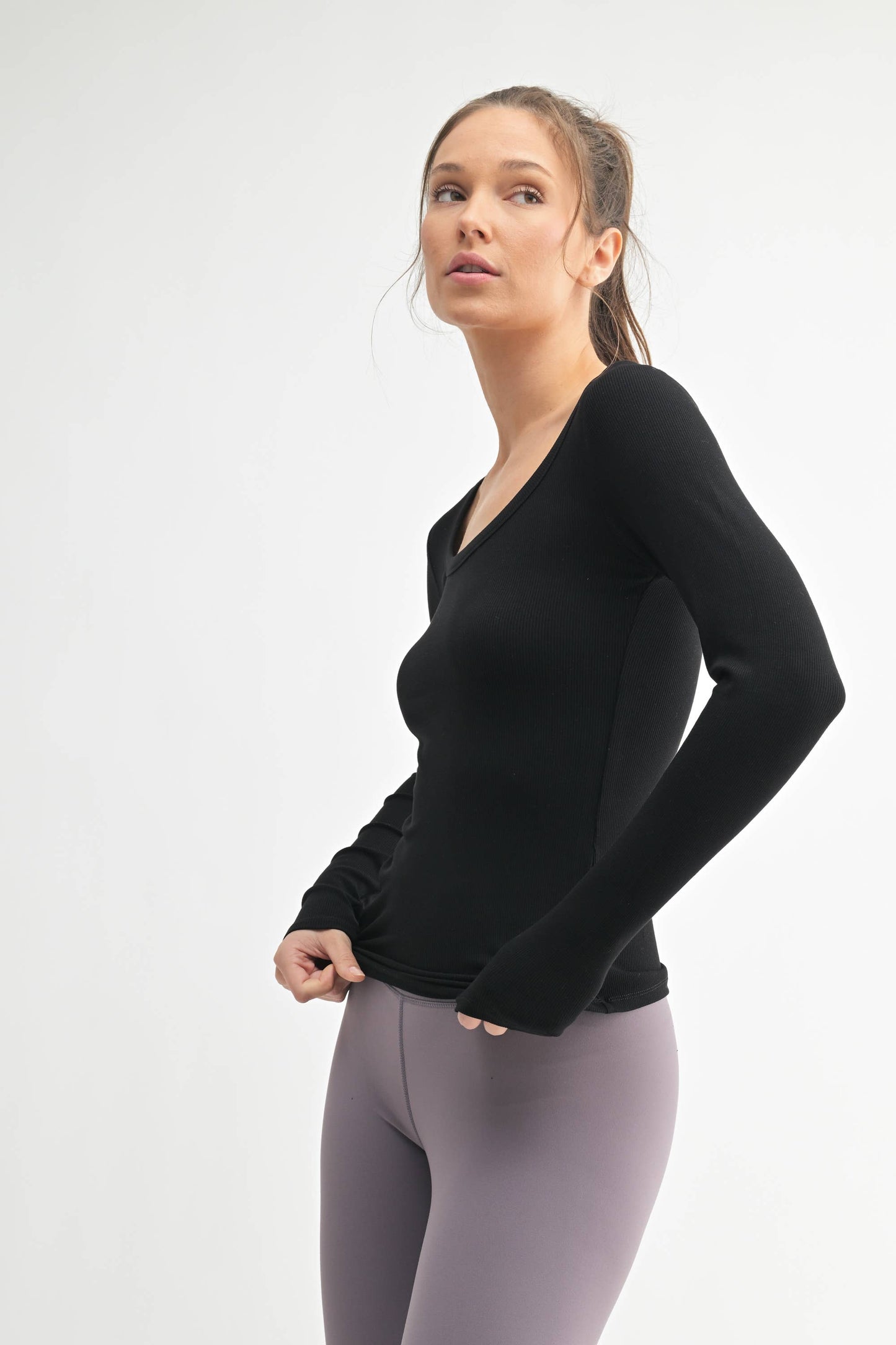 Basic Babe Fall Scoop Neck Ribbed Top