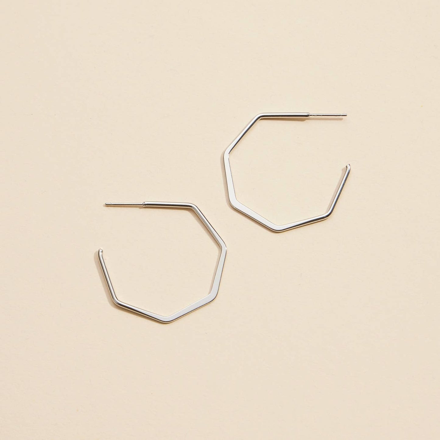 Geo Silver Hoops
