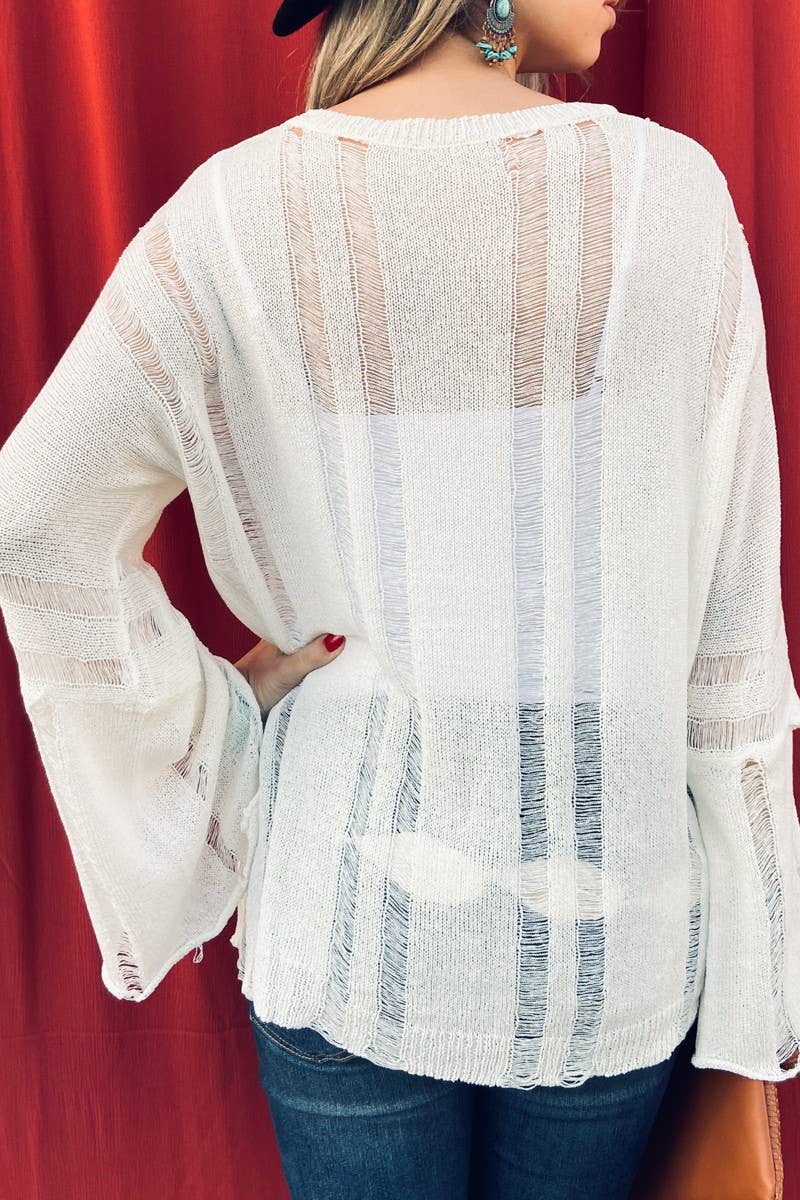 Beach Bound Bell Sleeve Crochet Top