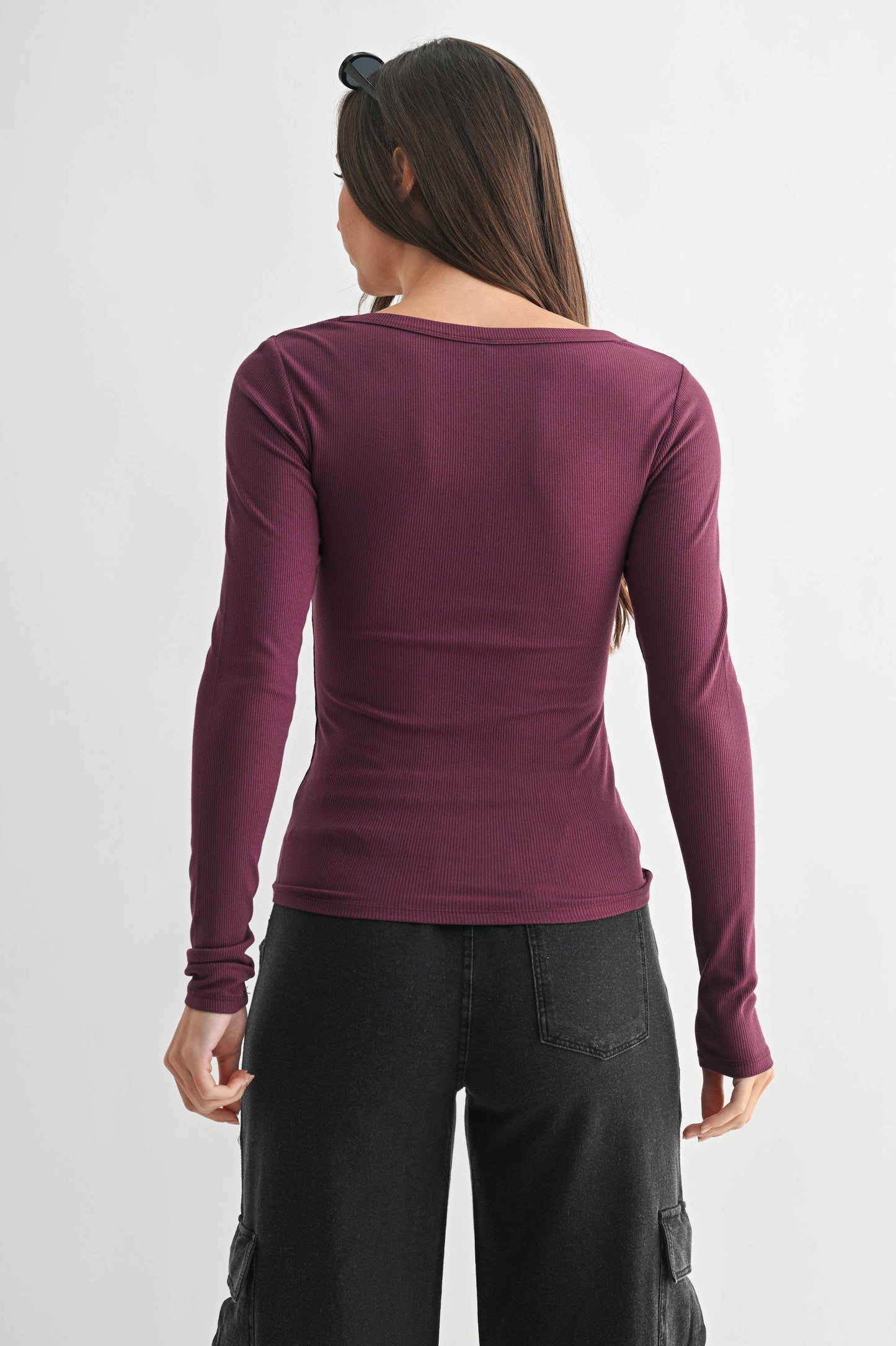 Basic Babe Fall Scoop Neck Ribbed Top