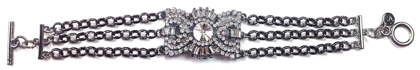 BR-Crystal Center & Chains Charm Bracelet