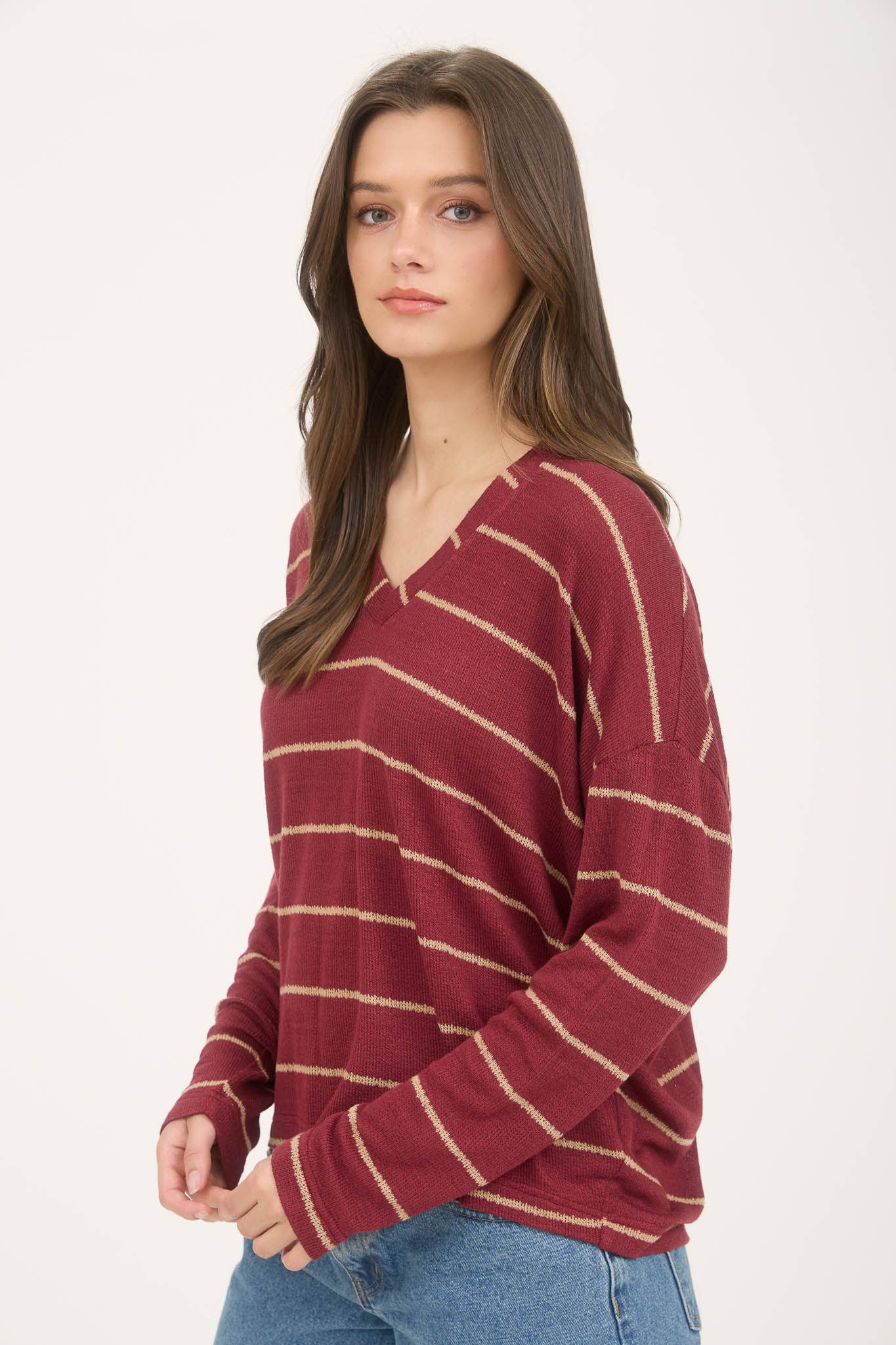 This & That Striped Vneck Top