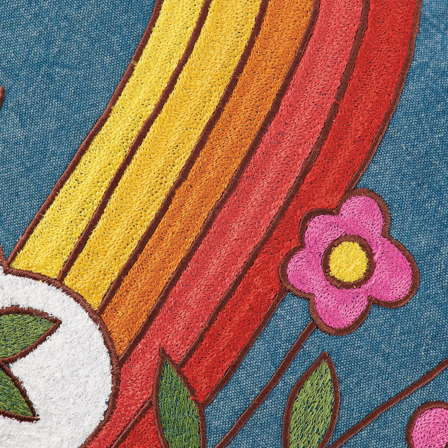 Rainbow And Flowers Pillow