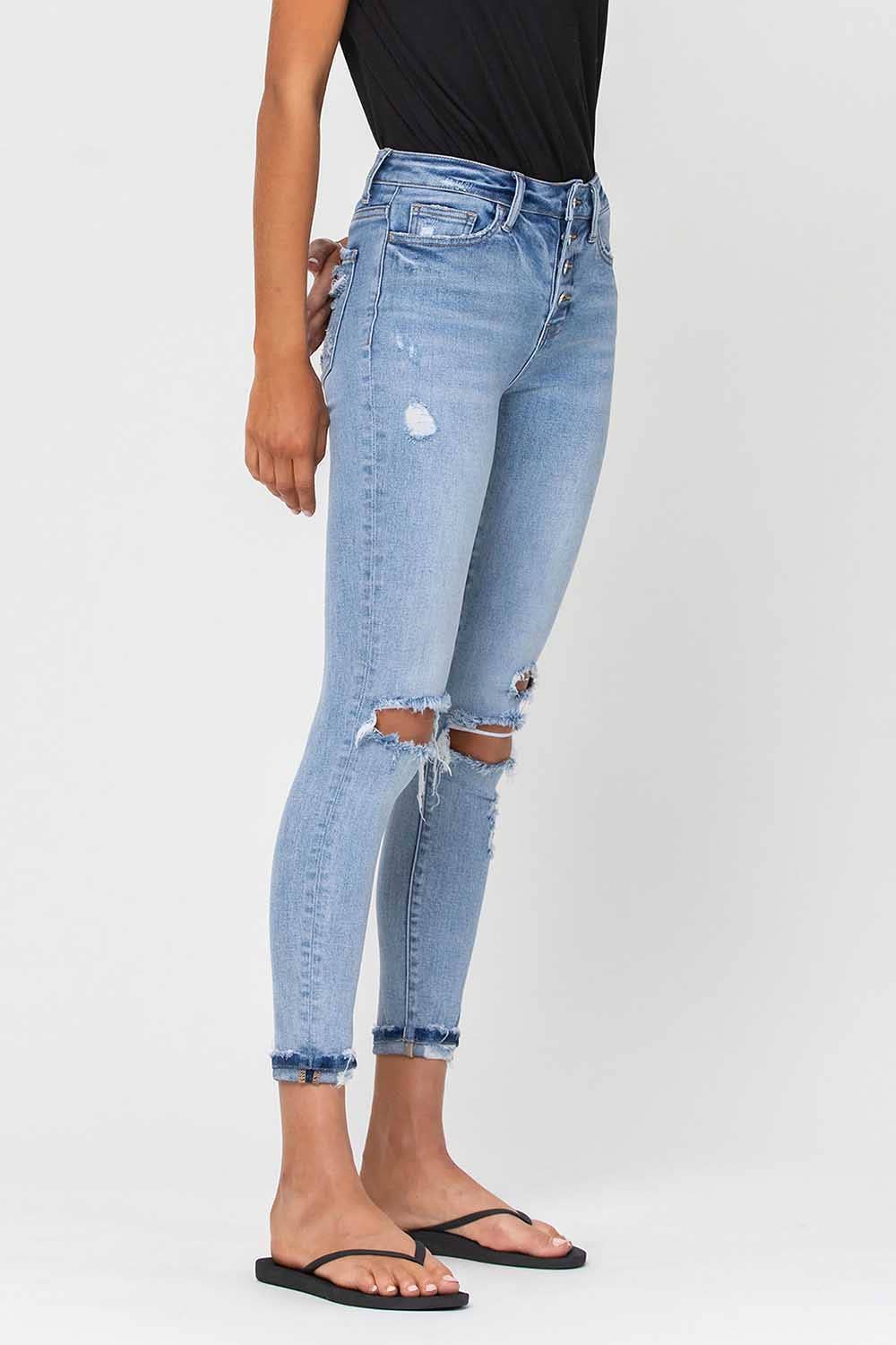 Haylie High Rise Distress Skinny