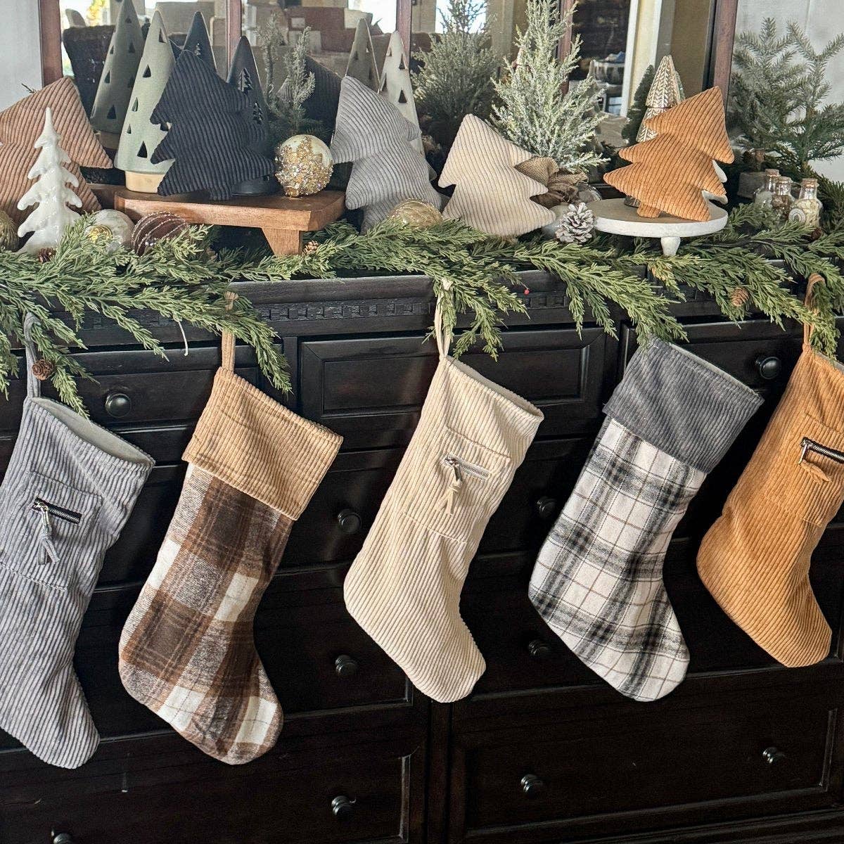 CF-3482 - Tan Cord Zipper Christmas Stocking