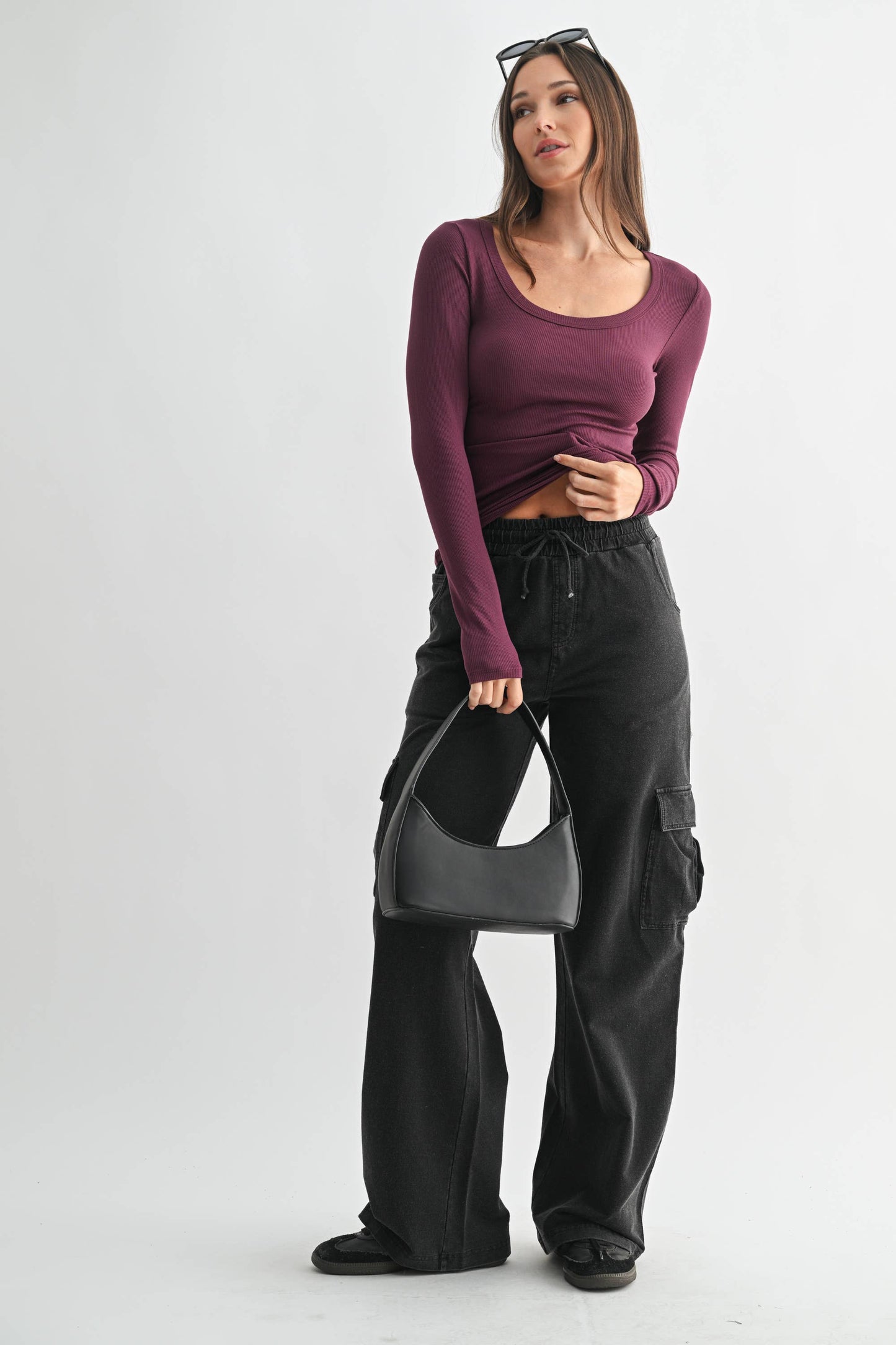 Basic Babe Fall Scoop Neck Ribbed Top