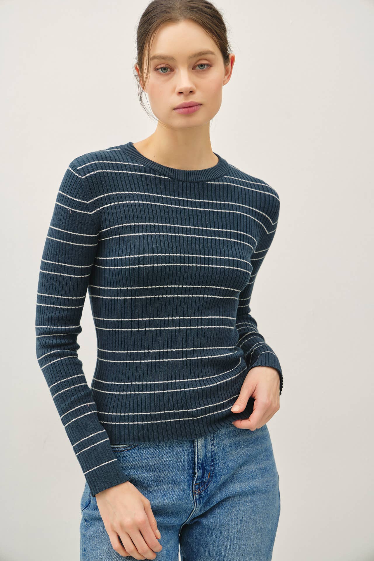 Basic Babe Striped Sweater Top