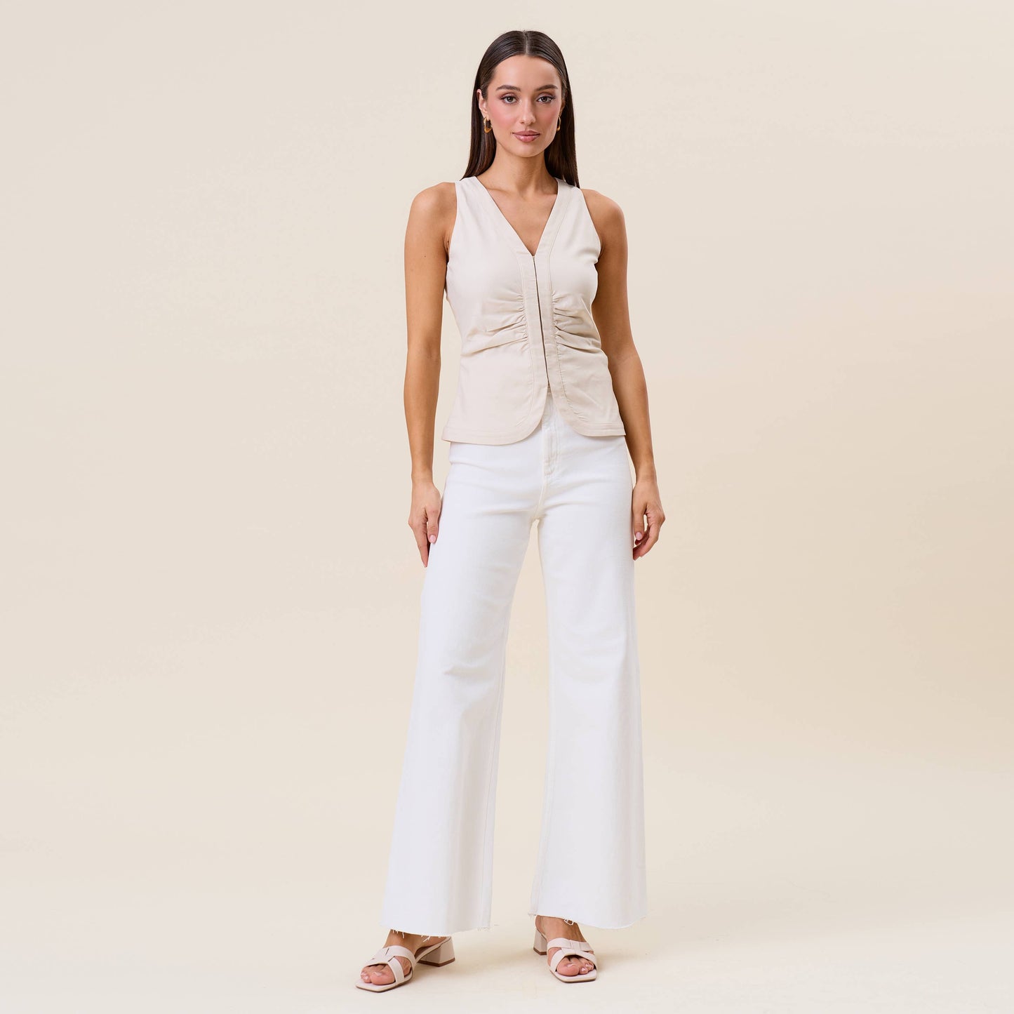 Sleeveless shirred top