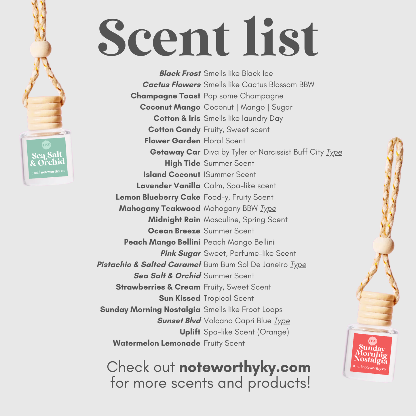 Car Diffusers | Spring & Summer Scents: Individual Mylar Bag / Pistachio & Salted Caramel