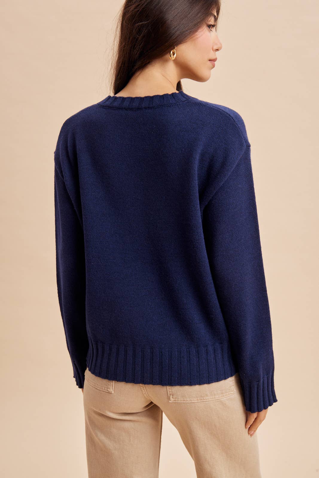 KNITTED INTARSIA DOG MOTIF SWEATER