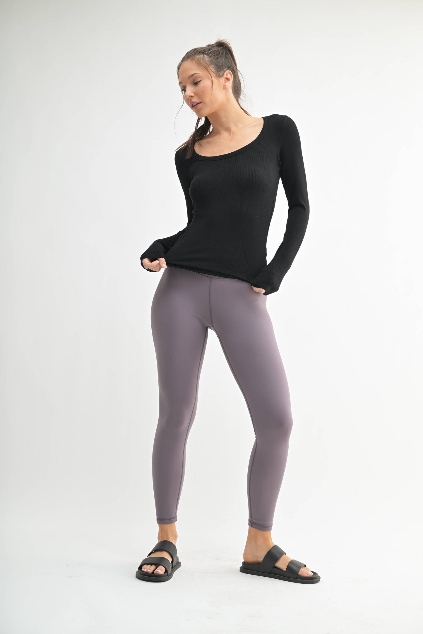 Basic Babe Fall Scoop Neck Ribbed Top
