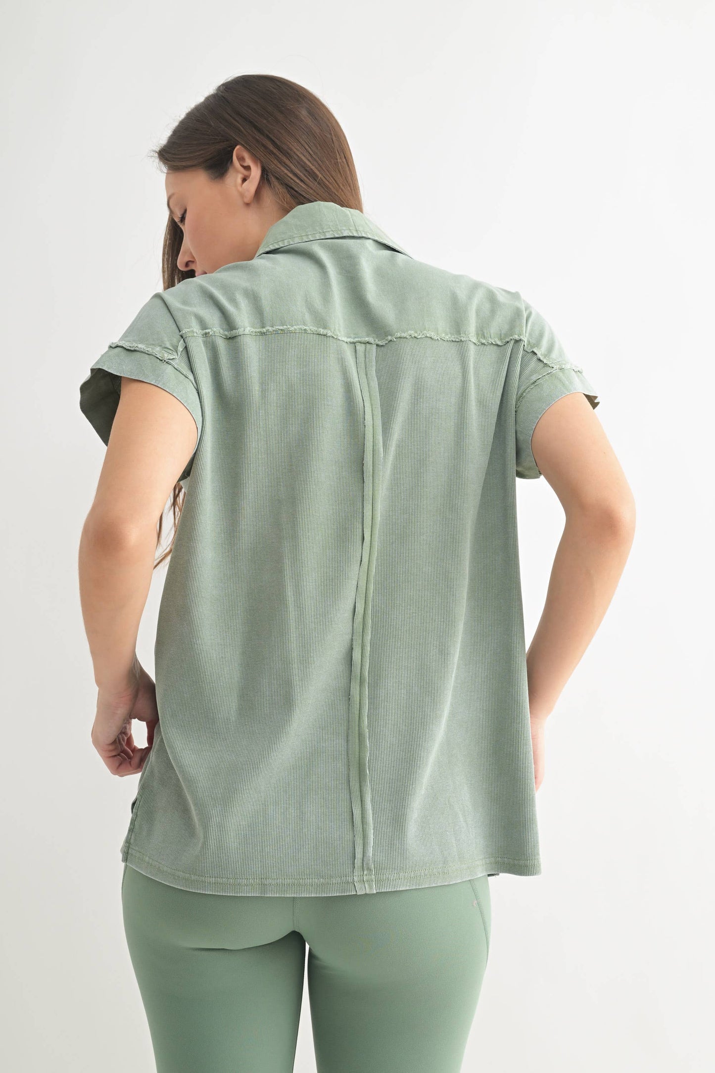 Wynona Washed Half Button Top