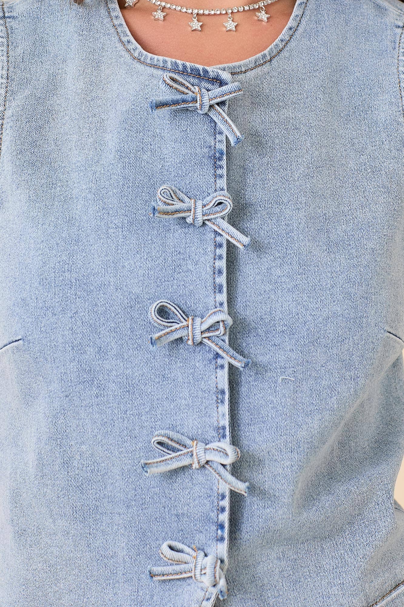 All Tied Up Denim Snap Top