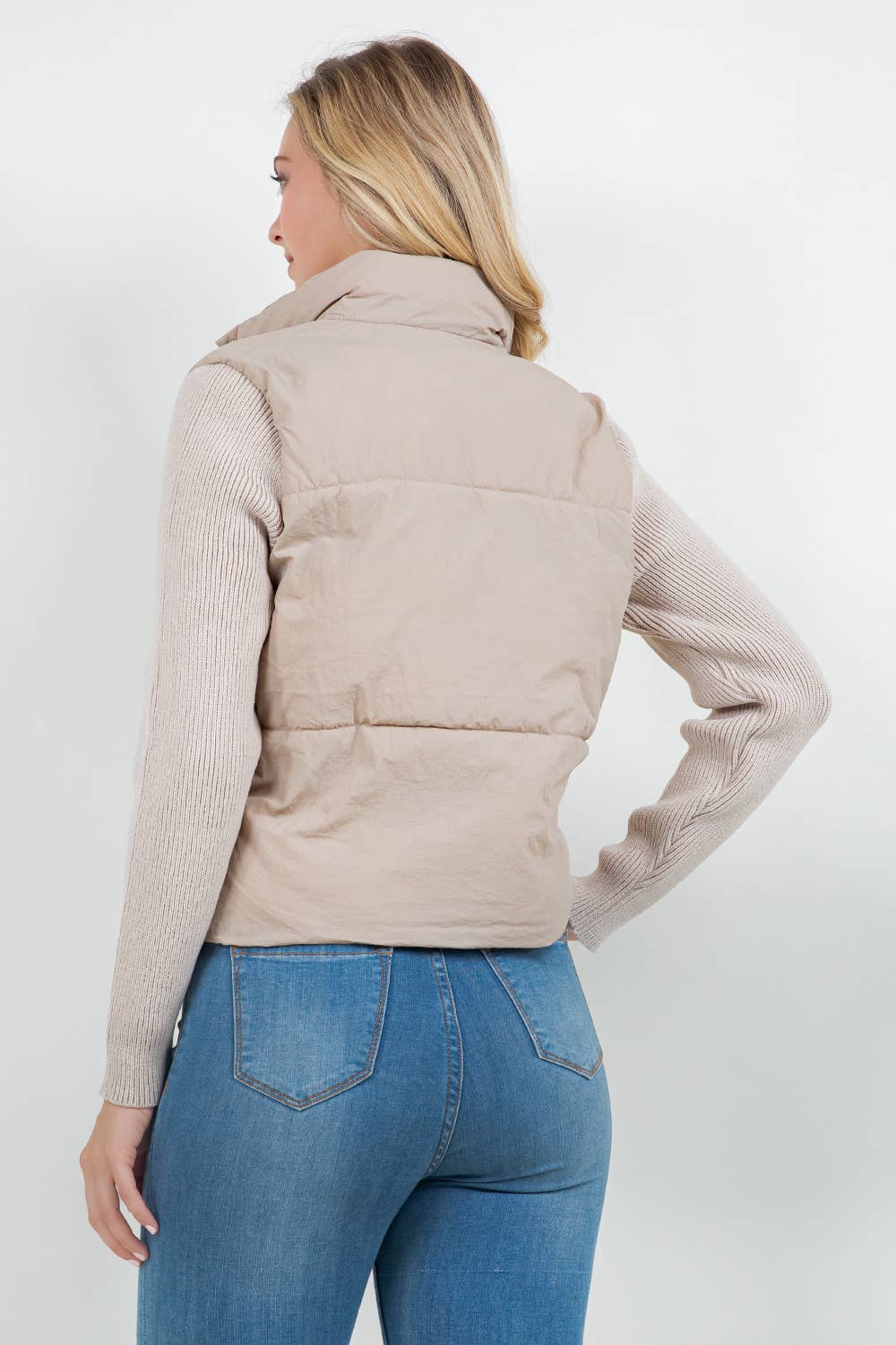 Khaki Quilted Puffer Jacket