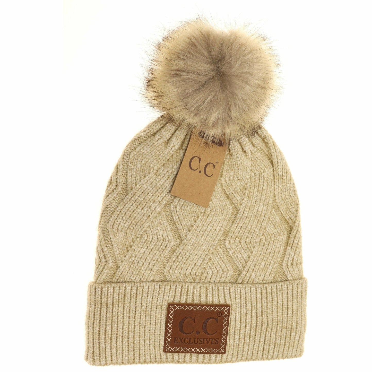 Geo Knit CC Pom Beanie