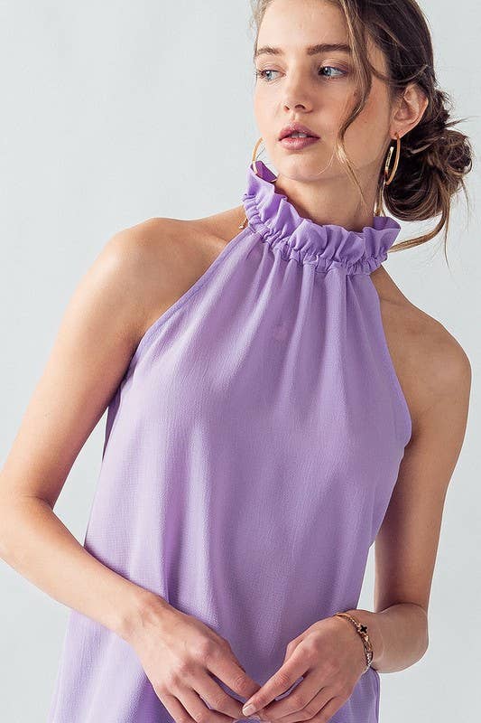 Ruffle Mock Neck Tank